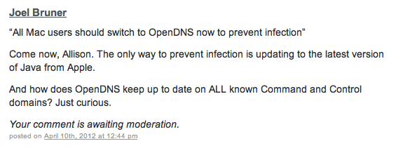 OpenDNS Flashback Comment Awaiting Mod